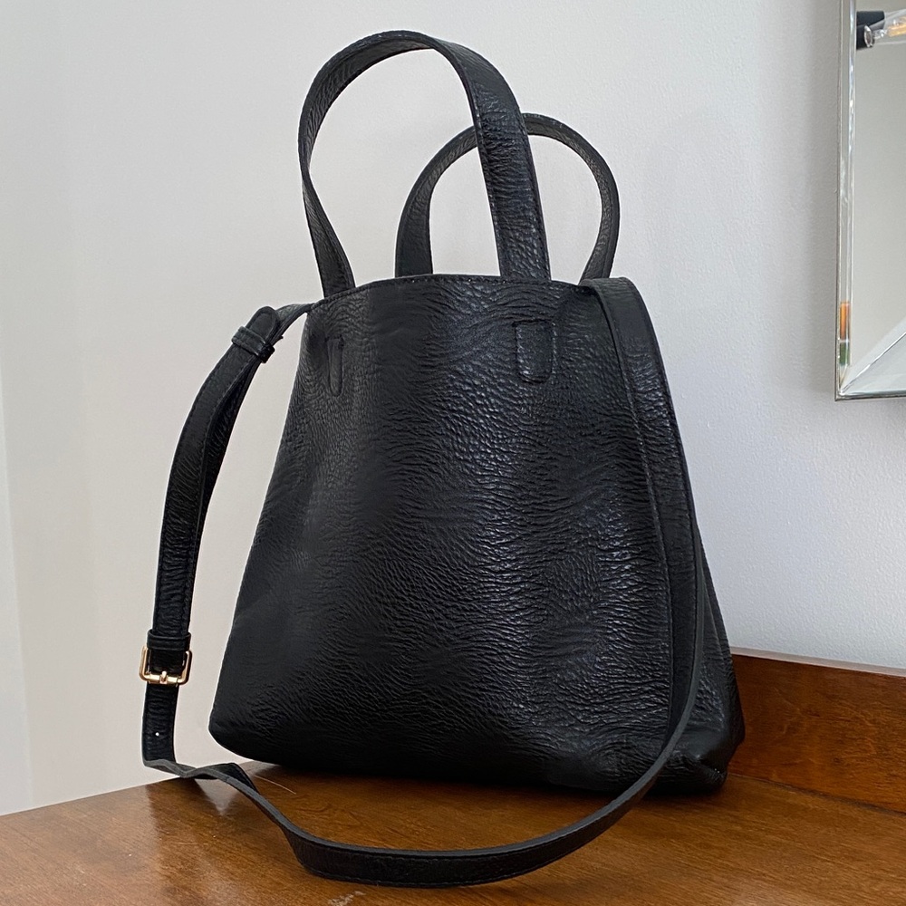 Street Level Black Textured Shoulder Bag